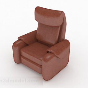 Brown Leather Single Sofa Design 3d model