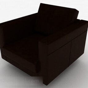 Model 3d Desain Sofa Tunggal Minimalis Coklat Tua