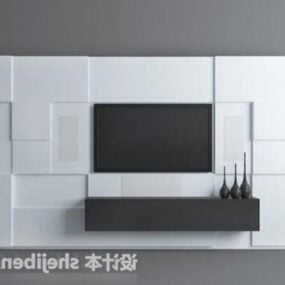 Black And White Minimalist Tv Wall Design 3d model