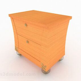 Yellow Wooden Bedside Table Design 3d model