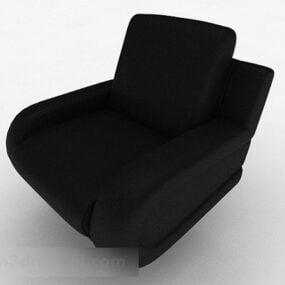 3д модель односпального дивана из черной ткани