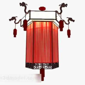3д модель красной люстры в китайском стиле