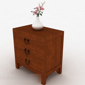 Wooden Simple Bedside Table 3d model