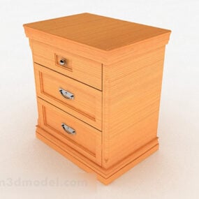 Yellow Wooden Bedside Table Design V1 3d model