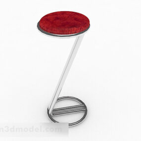 โมเดล 3 มิติเก้าอี้สตูลเบาะสีแดง