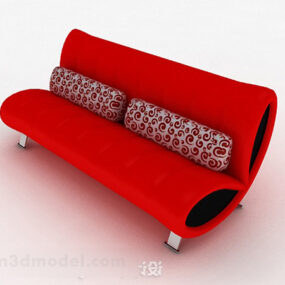 Red Fabric Home Sofa 3d model