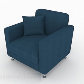 Modelo 3d de sofá individual doméstico em tecido azul