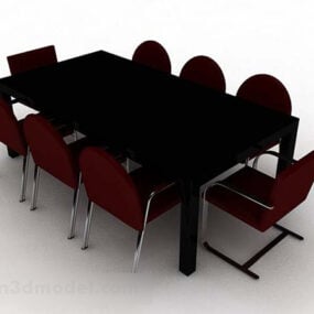 Modelo 3d de cadeira de mesa de jantar de madeira minimalista