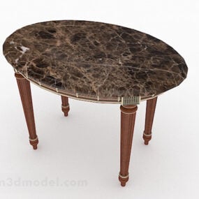 Table à manger ronde avec plateau en marbre modèle 3D