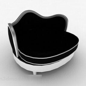 Black Casual Fabric Single Sofa 3d model