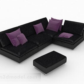 Black Casual Corner Sofa 3d model