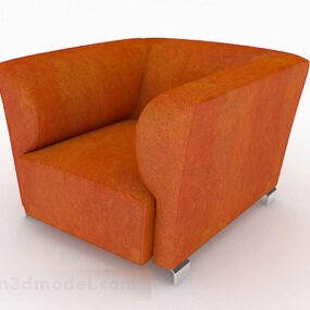 3д модель оранжевого тканевого домашнего одноместного дивана