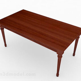 Brun træ klassisk spisebord 3d model