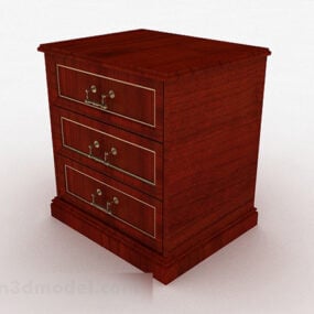 Brown Wooden Bedside Table Design V3 3d model