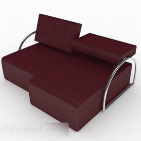 Dark Red Minimalist Double Sofa Design 3d model