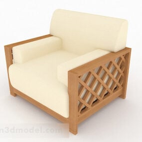 Rural Wooden Single Sofa Design V1 3d model