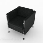 Черный кожаный минималистский одноместный диван V1