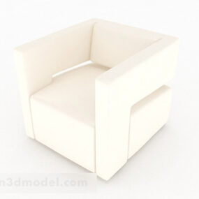 Beige Fabric Minimalist Single Sofa 3d model