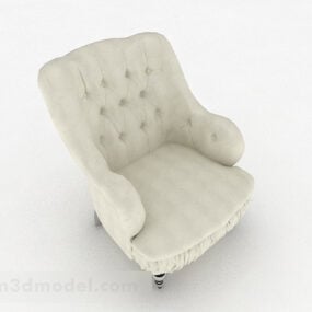 European White Leather Single Sofa 3d model