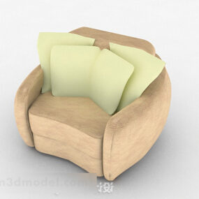 كرسي بذراعين فردي من القماش البني نموذج ثلاثي الأبعاد
