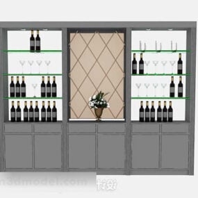 Gray Paint Wine Cabinet 3d model