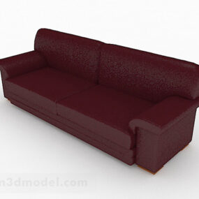 Model 3d Sofa Loveseat Kulit Merah Gelap