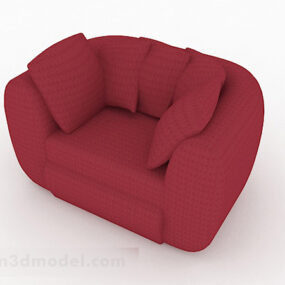 Red Fabric Simple Casual Single Armchair 3d model