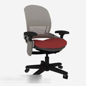 3д модель офисного стула серо-красного цвета.