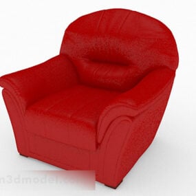Kursi Sofa Tunggal Kain Merah model 3d
