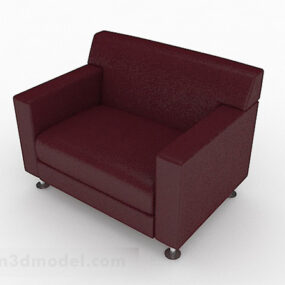 Dark Red Minimalist Single Sofa 3d model