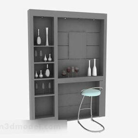 Gray Paint Home Display Cabinet 3d model