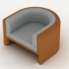 灰色单立方体扶手椅3d模型