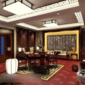 Mô hình thiết kế nội thất nhà kiểu Trung Quốc 3d