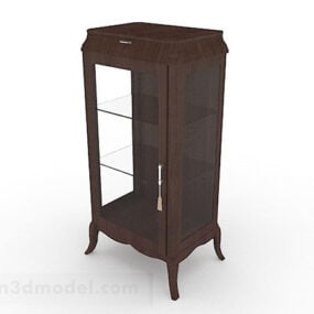 Living Room Brown Wooden Display Cabinet 3d model