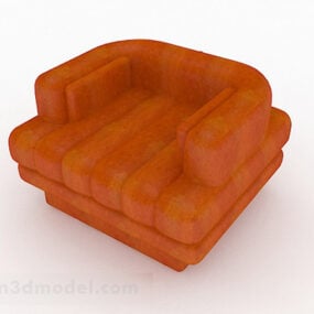 Fotel pojedynczy z brązowej tkaniny V2 Model 3D