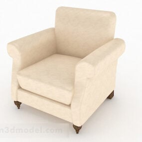 Yellow Leather Minimalist Single Armchair 3d model