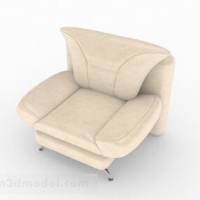كرسي بذراعين فردي جلد بيج موديل ثلاثي الأبعاد