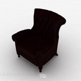 كرسي بذراعين مفرد جلد أسود موديل ثلاثي الأبعاد