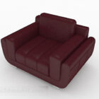 Dark Red Leather Single Armchair