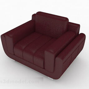 Dark Red Leather Single Armchair 3d model