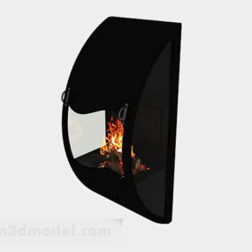 Black Minimalist Fireplace 3d model