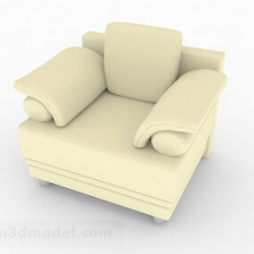 Yellow Leather Home Single Armchair 3d model