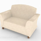 Beige Leather Minimalist Single Armchair