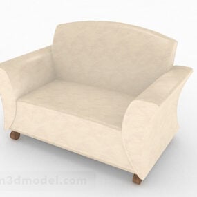 Beige Leather Minimalist Single Armchair 3d model