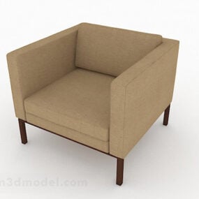 Brown Leather Minimalist Single Armchair 3d model