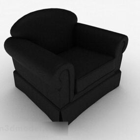 Чорне шкіряне домашнє односпальне крісло 3d модель