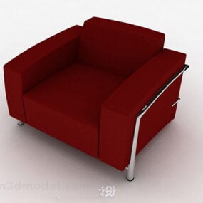 Red Fabric Minimalist Single Armchair V1 3d model