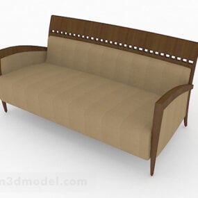 Brun läder Loveseat soffa V1 3d-modell