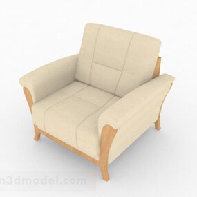 Beige Leather Home Single Lenestol 3d modell