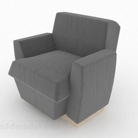 灰色简单单人扶手椅3d模型